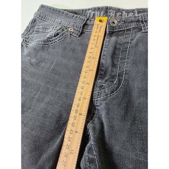 TRUE REBEL Black Medium Wash Heavy Stitching 808-Slim Fit Stretch Jean 30x30 - Picture 7 of 10